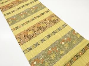 横段に花更紗模様織り出し　袋帯